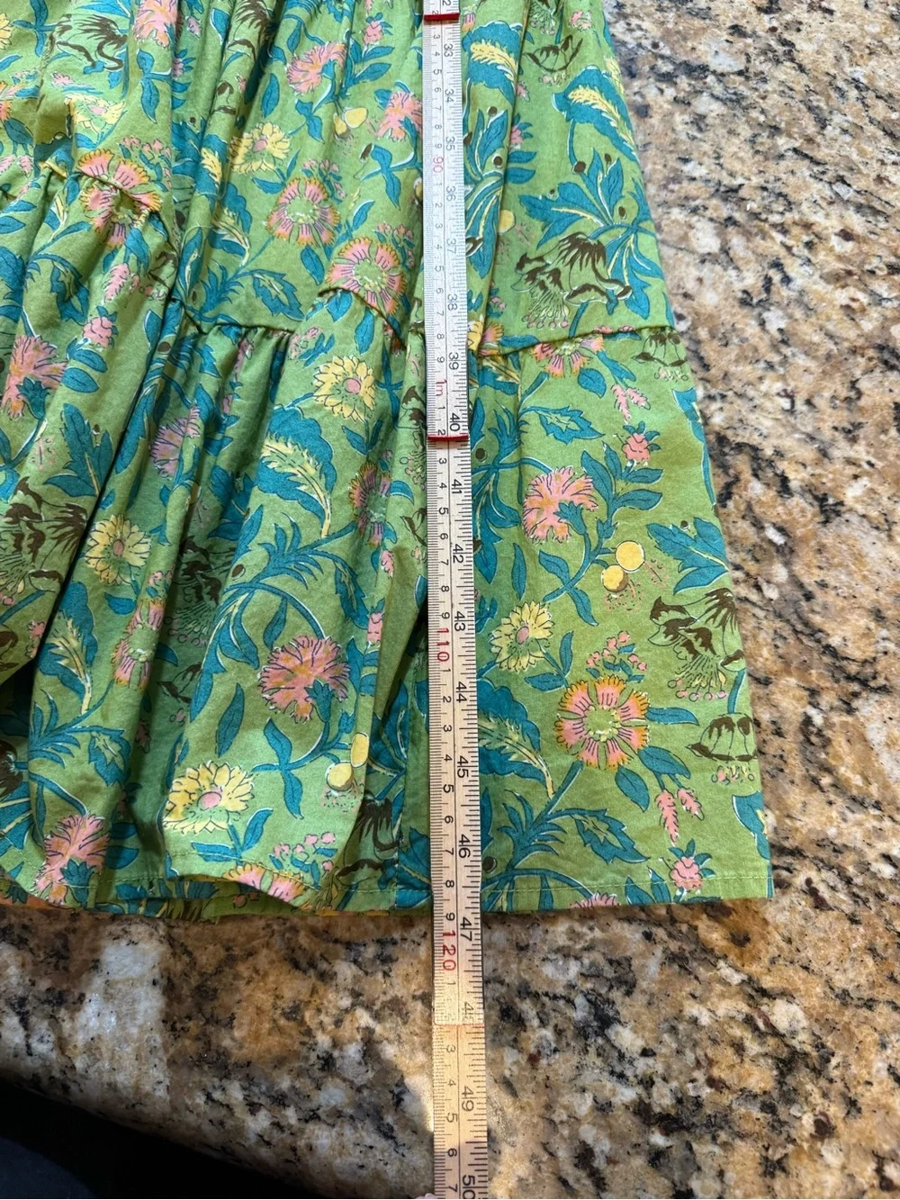 Umgee green Floral Garden Print Silky Cotton Tiered flutter Midi Dress small - Picture 8 of 8